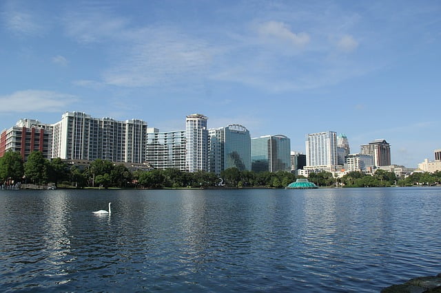 Orlando swan views overlooking the water in Florida by pixabay user BradyP