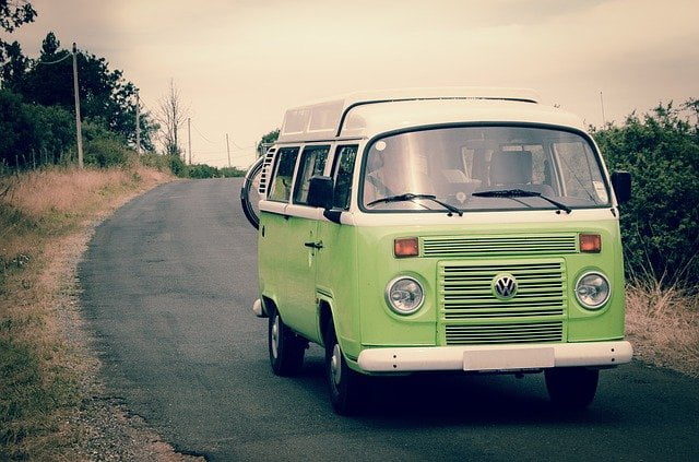 Campervan on the road Image by Rudy and Peter Skitterians from Pixabay 