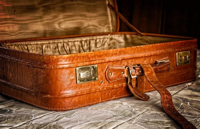 Vintage suitcase open