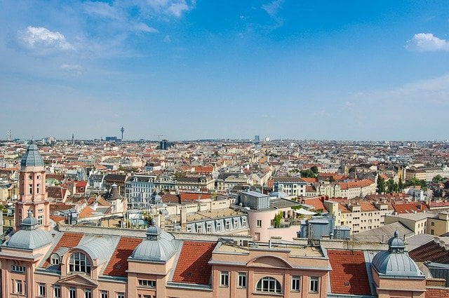Vienna city views from a high vantage point in Austria