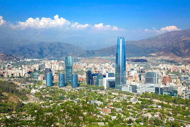 Santiago de Chile scenic city views with mountain backdrop